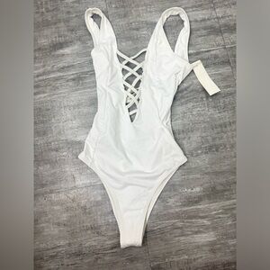 NWT! White Elizabeth Jane swim suit! Size XS!